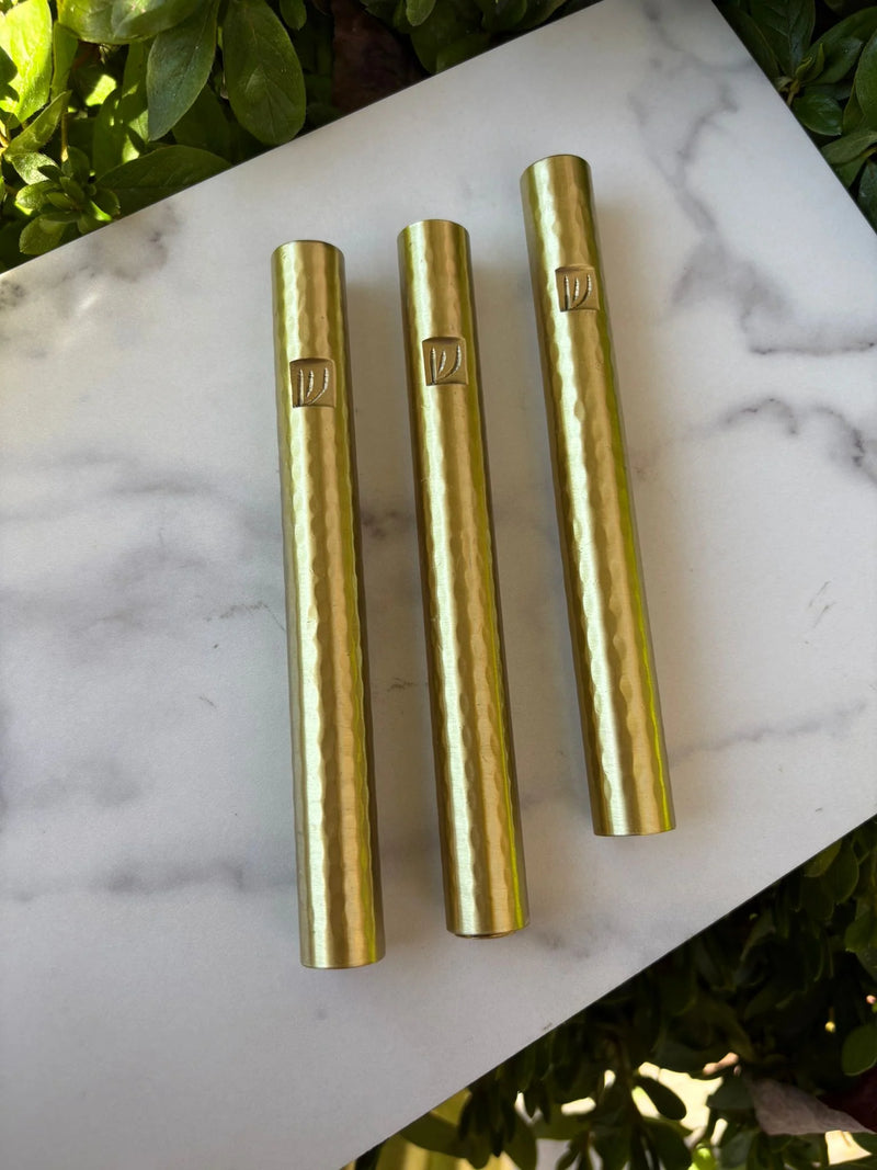 Brass Hammered Mezuzah