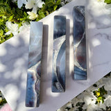 Blue Quartz Shin Engraved Mezuzah