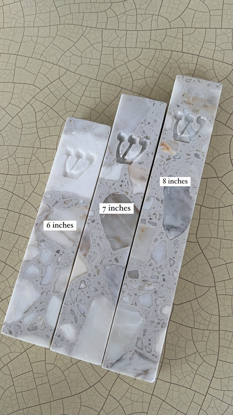 Terrazo Quartz Shin Engraved Mezuzah