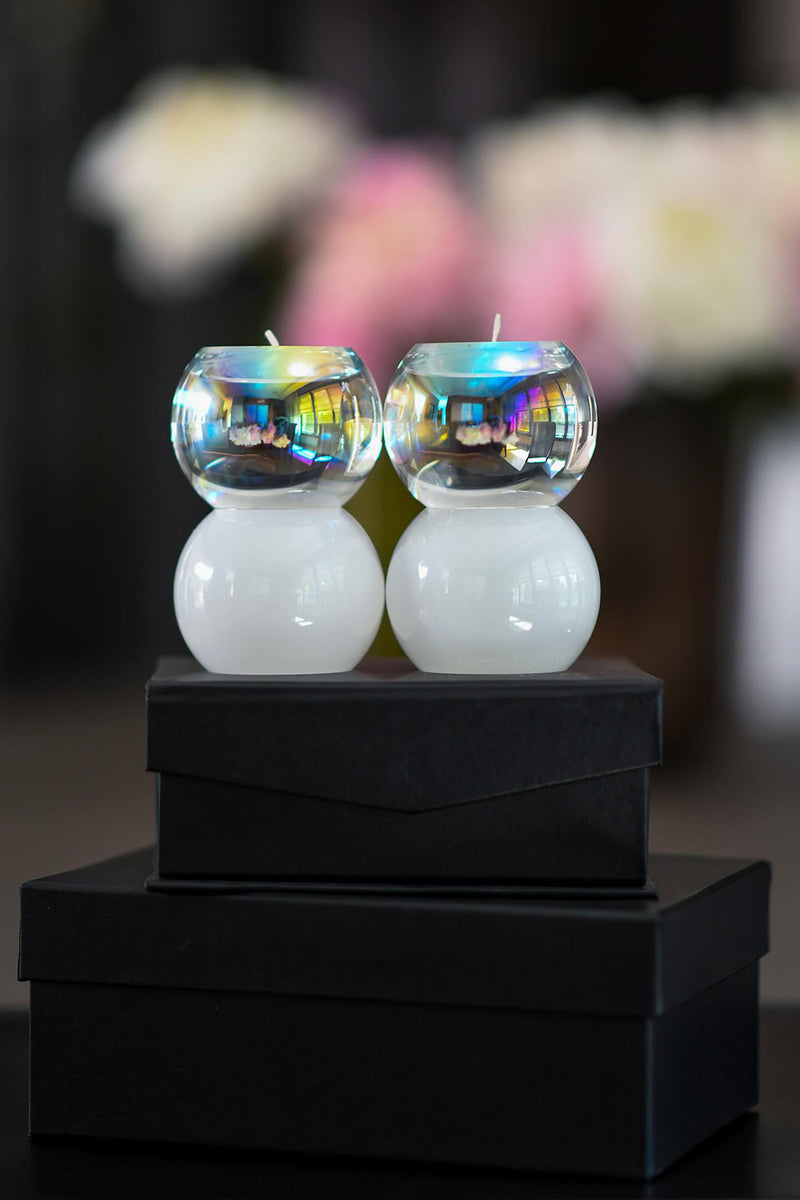 Color Block Bubble Crystal Tealight Holders