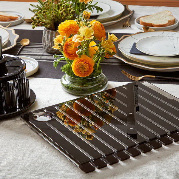 Striped Challah Board Black