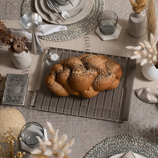 Striped Challah Board Gray