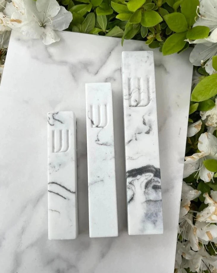 White Marble Stone Mezuzah