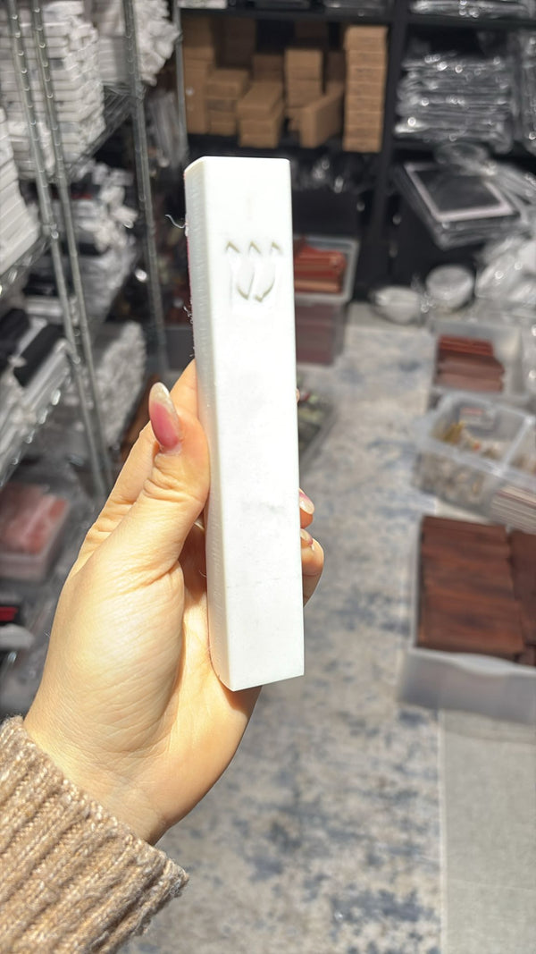 White Quarts Shin Engraved Mezuzah