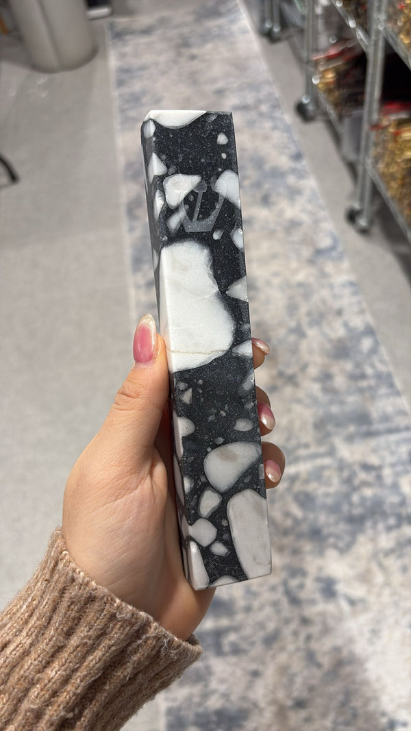 Grey Pebble Quartz Shin Engraved Mezuzah