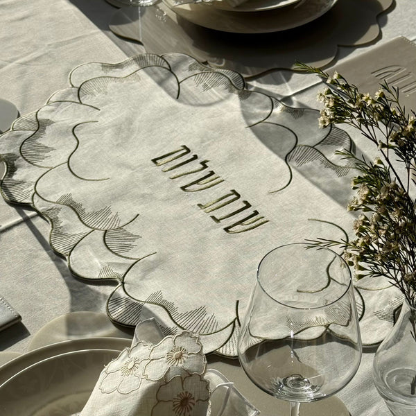 Flower Linen Challah Cover