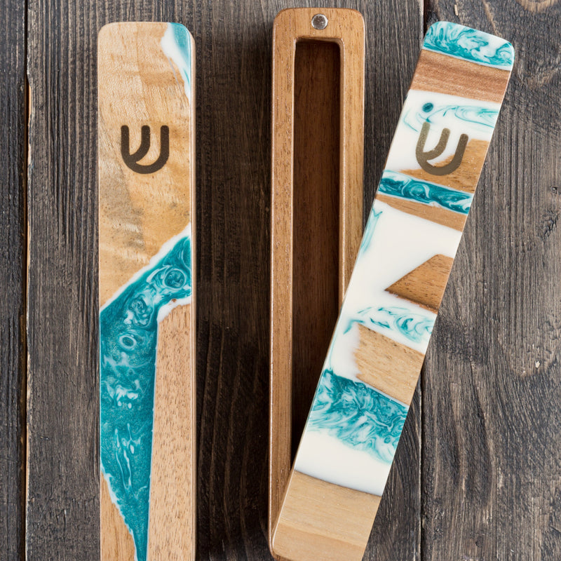 SeaFoam Wood Mezuzah