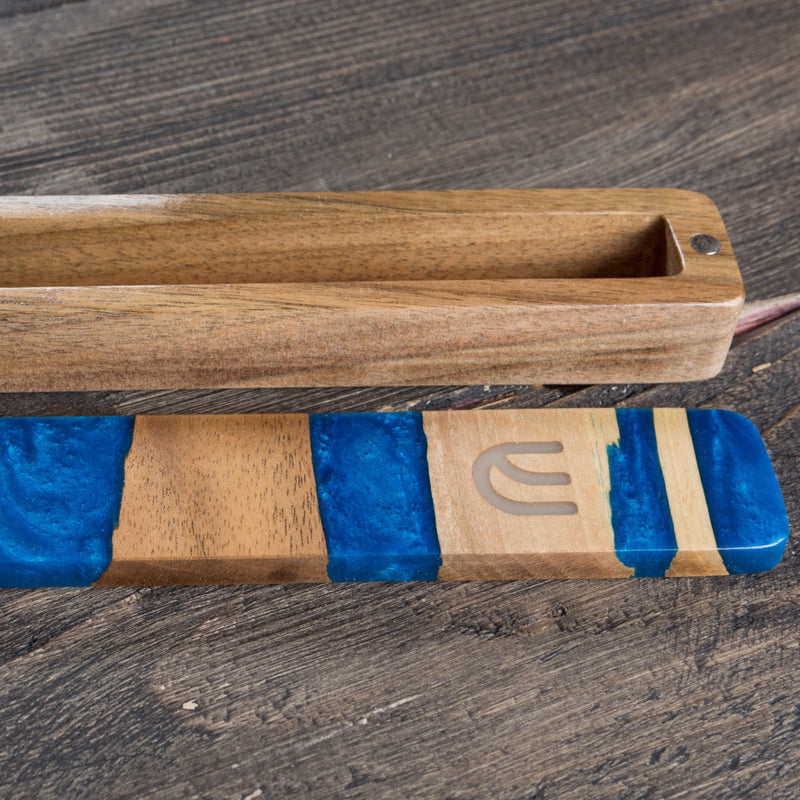 Blue Wood Mezuzah