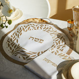 Matzah Cover Satin Leaves Set