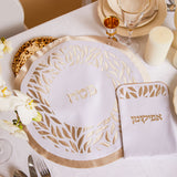 Matzah Cover Satin Leaves Set