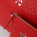 Kinor David Red Braided Talit and Tefillin Bags