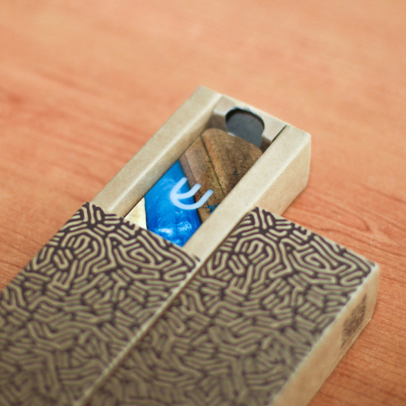 Blue Wood Mezuzah