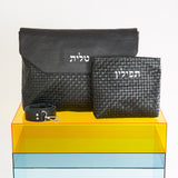 Braided Style Leather Talit and Tefillin Bags